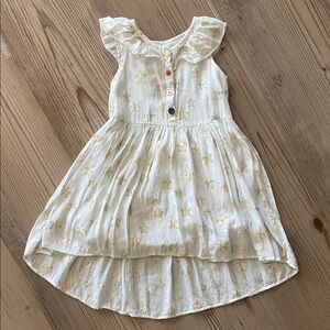 Adorable Cream Star Print Kids Dress